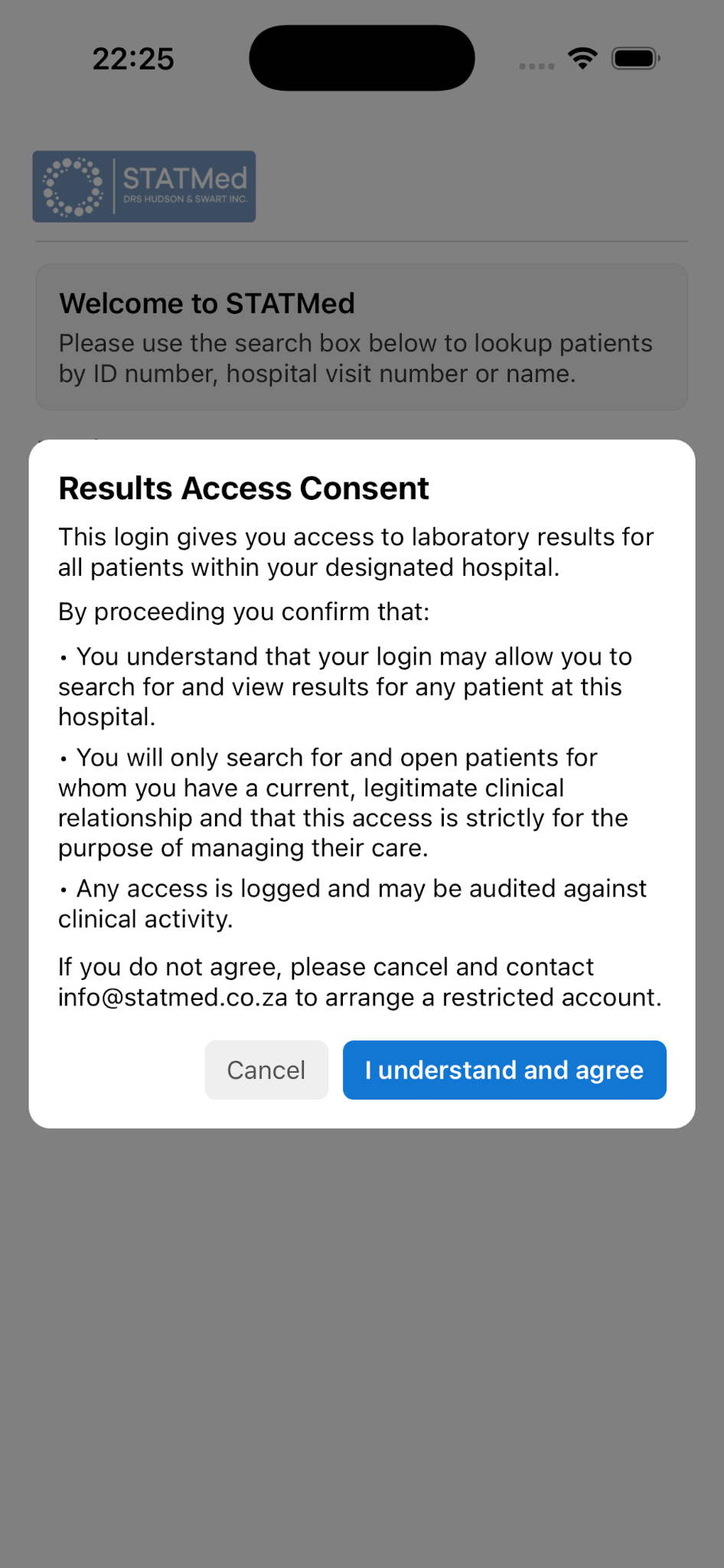 Results access consent example