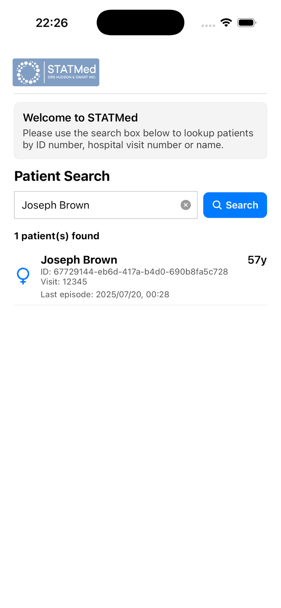 Patient search interface